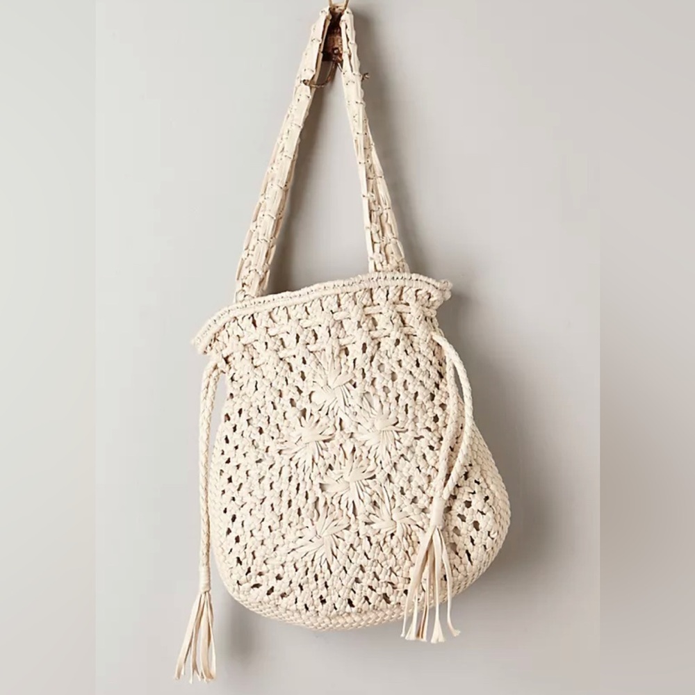 Anthropologie Ivory Macrame Tote